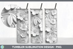 3D White Periwinkle Flowers 3D Sublimation Tumbler Wrap Product Image 3