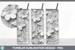 3D White Periwinkle Flowers 3D Sublimation Tumbler Wrap Product Image 6
