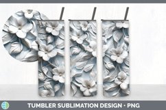 3D White Periwinkle Flowers 3D Sublimation Tumbler Wrap Product Image 7