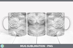 White 3D Sculpture Ranunculus Mug Wrap Sublimation Coffee Cu Product Image 1