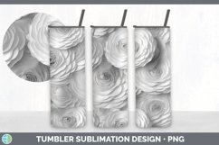 3D White Ranunculus Flowers 3D Sublimation Tumbler Wrap Product Image 4
