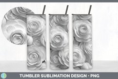 3D White Ranunculus Flowers 3D Sublimation Tumbler Wrap Product Image 7