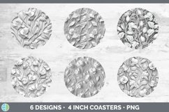 3D White Sweet Pea Flowers Round Coaster | Sublimation Coast Product Image 2