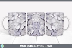 3D Violet Flowers Mug Wrap | Sublimation Coffee Cup Designs Product Image 3