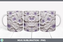 3D Violet Flowers Mug Wrap | Sublimation Coffee Cup Designs Product Image 4