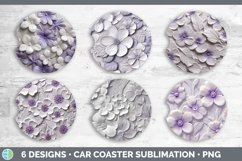 3D Violet Flowers Car Coaster | Sublimation Coaster Designs Product Image 2