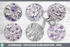3D Violet Flowers Keychain | Sublimation Keyring Designs Bun Product Image 2