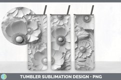 3D White Anemone Flowers Tumbler | Sublimation 20 oz Skinny Product Image 3