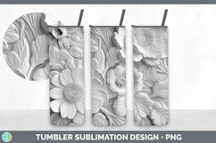 3D White Anemone Flowers Tumbler | Sublimation 20 oz Skinny Product Image 4