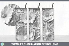 3D White Anemone Flowers Tumbler | Sublimation 20 oz Skinny Product Image 5