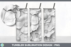 3D White Anemone Flowers Tumbler | Sublimation 20 oz Skinny Product Image 6