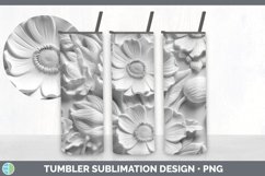 3D White Anemone Flowers Tumbler | Sublimation 20 oz Skinny Product Image 7