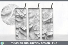 3D White Begonia Flowers Tumbler | Sublimation 20 oz Skinny Product Image 2