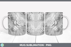 3D White Begonia Flowers Mug Wrap | Sublimation Coffee Cup D Product Image 3