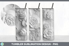3D White Begonia Flowers Tumbler | Sublimation 20 oz Skinny Product Image 3