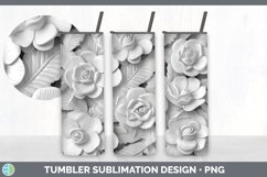 3D White Begonia Flowers Tumbler | Sublimation 20 oz Skinny Product Image 5