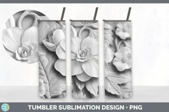 3D White Begonia Flowers Tumbler | Sublimation 20 oz Skinny Product Image 6