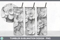 3D White Begonia Flowers Tumbler | Sublimation 20 oz Skinny Product Image 7
