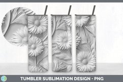 3D White Calendula Flowers Tumbler | Sublimation 20 oz Skinn Product Image 3