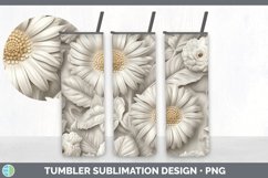 3D White Calendula Flowers Tumbler | Sublimation 20 oz Skinn Product Image 4