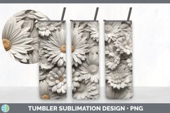 3D White Calendula Flowers Tumbler | Sublimation 20 oz Skinn Product Image 6
