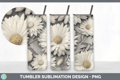 3D White Calendula Flowers Tumbler | Sublimation 20 oz Skinn Product Image 7