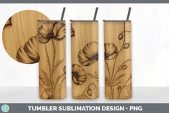 Wood Burned Buttercup Flowers Tumbler | Sublimation 20 oz Sk Product Image 2