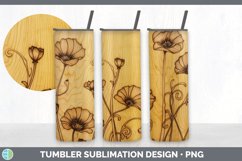Wood Burned Buttercup Flowers Tumbler | Sublimation 20 oz Sk Product Image 3