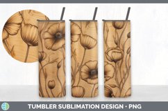Wood Burned Buttercup Flowers Tumbler | Sublimation 20 oz Sk Product Image 4