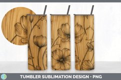 Wood Burned Buttercup Flowers Tumbler | Sublimation 20 oz Sk Product Image 6