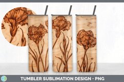 Wood Burned Carnation Flowers Tumbler | Sublimation 20 oz Sk Product Image 5
