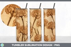 Wood Burned Carnation Flowers Tumbler | Sublimation 20 oz Sk Product Image 6