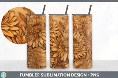 Wood Burned Chrysanthemum Flowers Tumbler | Sublimation 20 o Product Image 3