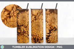 Wood Burned Chrysanthemum Flowers Tumbler | Sublimation 20 o Product Image 4