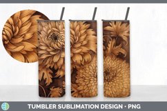 Wood Burned Chrysanthemum Flowers Tumbler | Sublimation 20 o Product Image 5