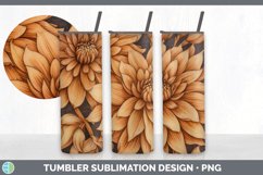 Wood Burned Dahlia Flowers Tumbler | Sublimation 20 oz Skinn Product Image 2