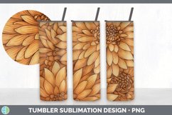 Wood Burned Dahlia Flowers Tumbler | Sublimation 20 oz Skinn Product Image 3
