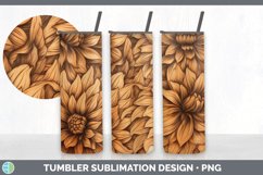 Wood Burned Dahlia Flowers Tumbler | Sublimation 20 oz Skinn Product Image 4