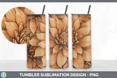 Wood Burned Dahlia Flowers Tumbler | Sublimation 20 oz Skinn Product Image 5
