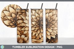 Wood Burned Dahlia Flowers Tumbler | Sublimation 20 oz Skinn Product Image 6
