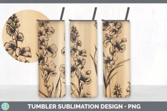 Wood Burned Delphinium Flowers Tumbler | Sublimation 20 oz S Product Image 2