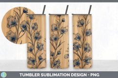 Wood Burned Delphinium Flowers Tumbler | Sublimation 20 oz S Product Image 3