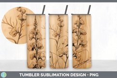 Wood Burned Delphinium Flowers Tumbler | Sublimation 20 oz S Product Image 5