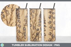Wood Burned Delphinium Flowers Tumbler | Sublimation 20 oz S Product Image 6