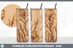 Wood Burned Gladiolus Flowers Tumbler | Sublimation 20 oz Sk Product Image 3