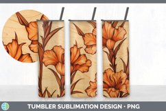Wood Burned Gladiolus Flowers Tumbler | Sublimation 20 oz Sk Product Image 4