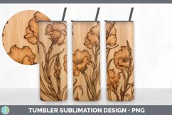 Wood Burned Gladiolus Flowers Tumbler | Sublimation 20 oz Sk Product Image 5