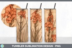 Wood Burned Gladiolus Flowers Tumbler | Sublimation 20 oz Sk Product Image 6
