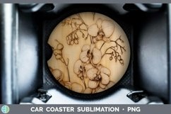 GorgeousWood Burned Flowers Car Coaster design.