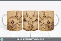 Wood Burned Orchid Flowers Mug Wrap | Sublimation Coffee Cup Product Image 4